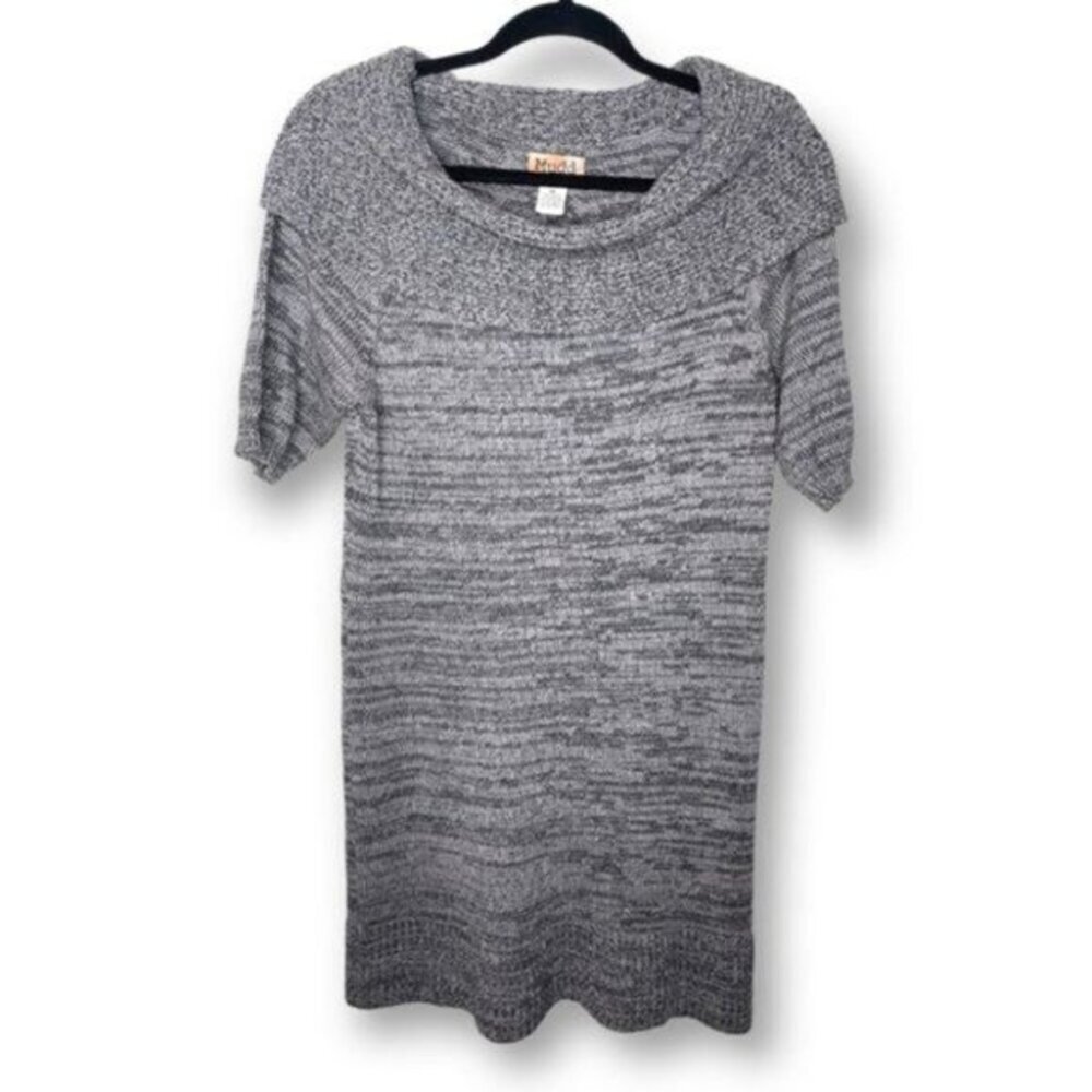 Y2K Mudd Size Large Marled Gray Cowl Neck Soft Knit Cozy Casual Sweater Dress